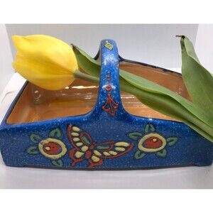 Vintage Made in Japan Lusterware Porcelain Ceramic Colorful Hand Painted Basket